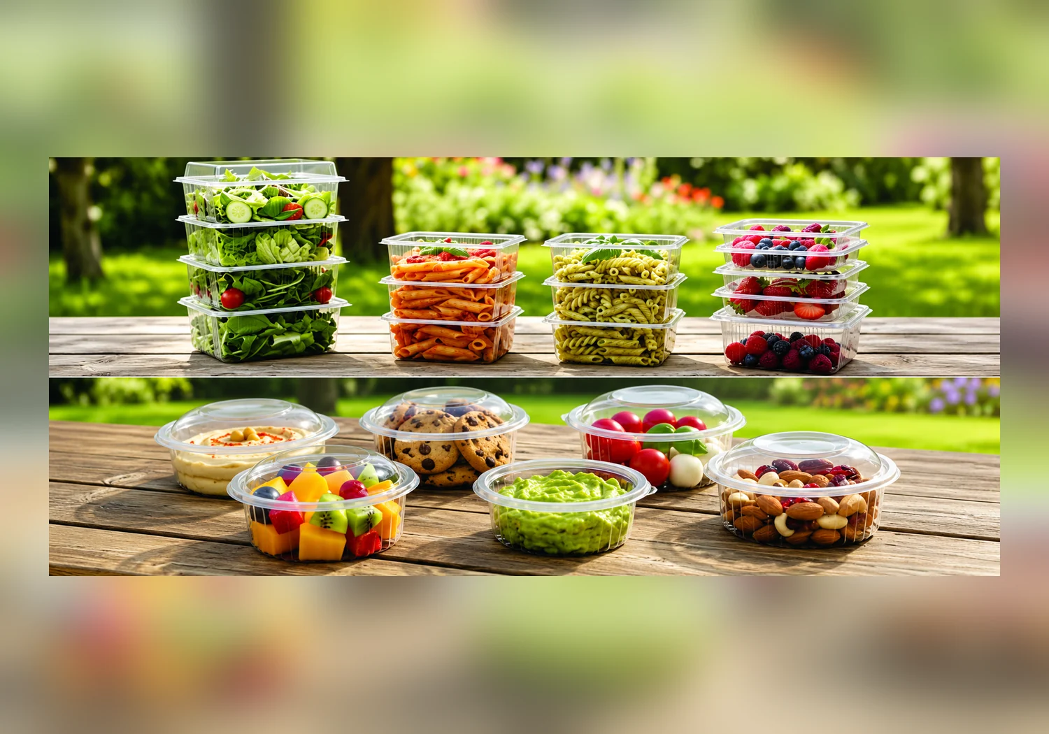Hinged food packaging boxes